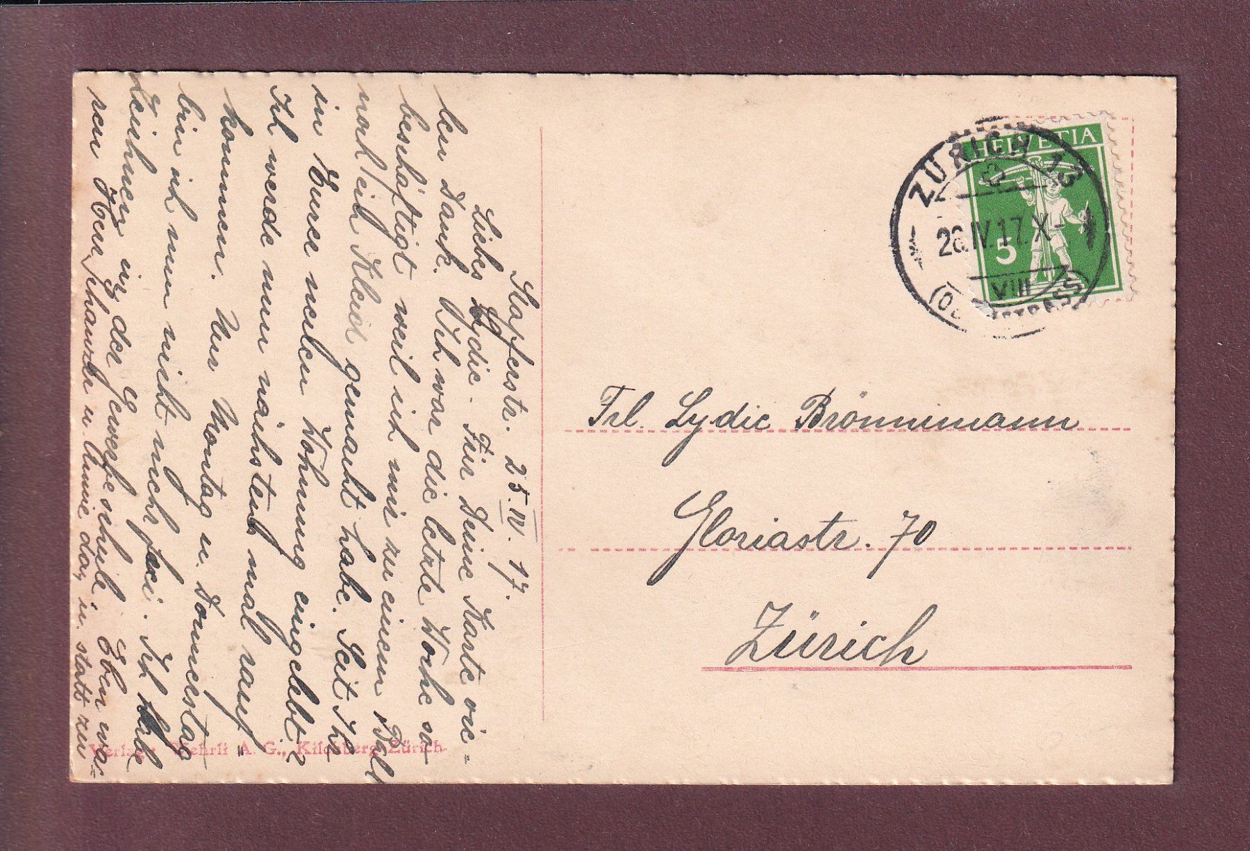 Cartoline postali: ZÜRICH - Universität - 1917 – Usato da Pully venduto da nicecards 1