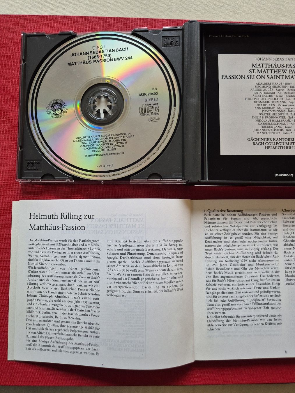 CD: J.S. Bach Matthäus-Passion Helmuth Rilling 3-CD Set – Usato da Frenkendorf venduto da naibaf01 6