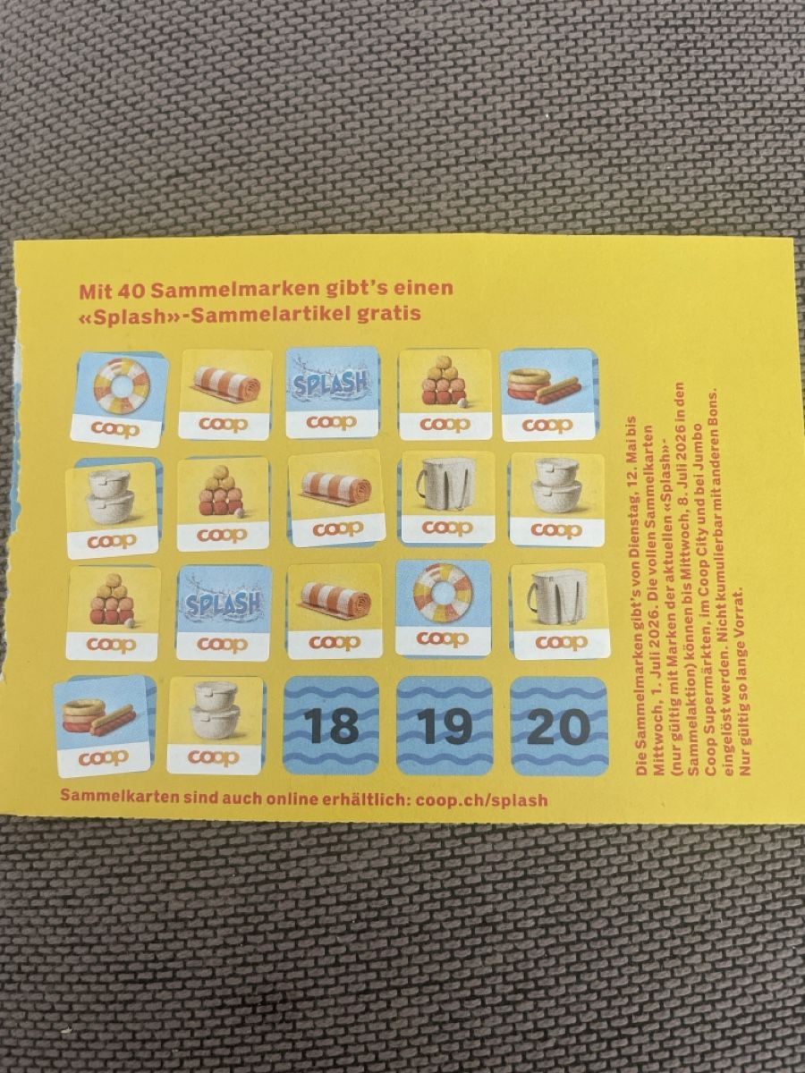 Coop Sammelmarken & -punkte: 17 Sammelmarken Splash – Neu und originalverpackt aus Niederhelfenschwil von jas_sq7y