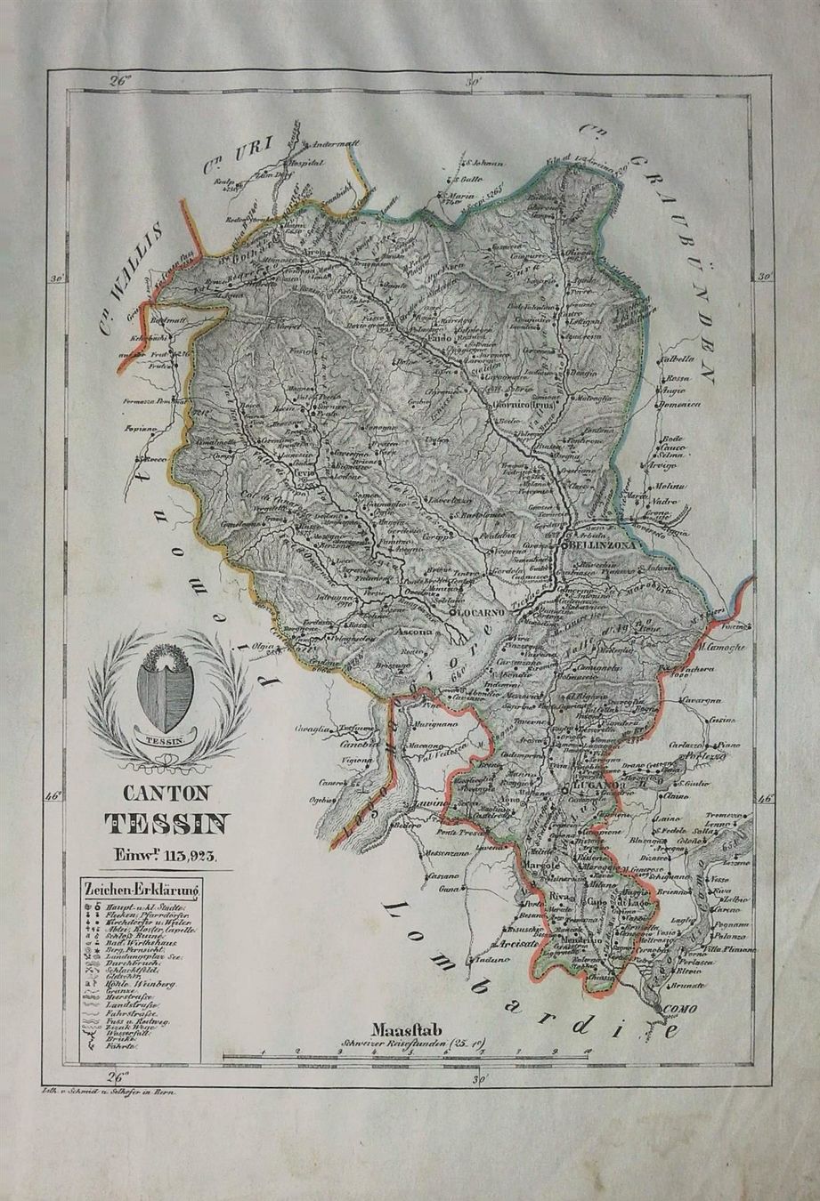 Landkarten & Atlanten: Ticino Tessin Karte 1838 – Gebraucht aus Rafz von booksell