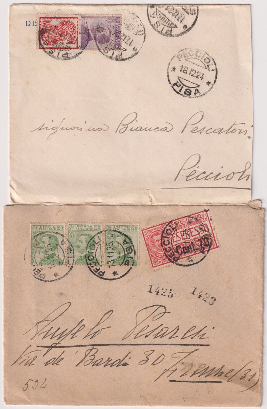 Tutti i francobolli: Italien 1924/25: 2 Briefe – Usato da Eschlikon TG venduto da PhilCon