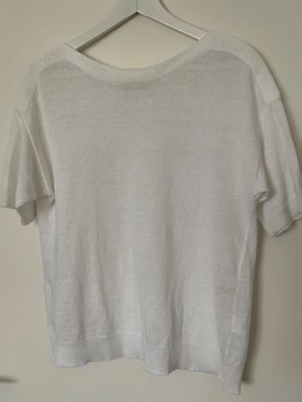 LE TRICOT PERUGIA Leinen Bluse Gr S/M weiss Ungetragen