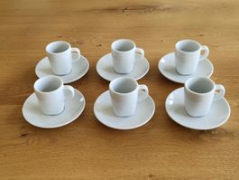 Ikea 6 weisse Tassen und 6 weisse Unterteller