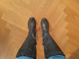 Bottes Neosens, 37-38, cuir noir, talon