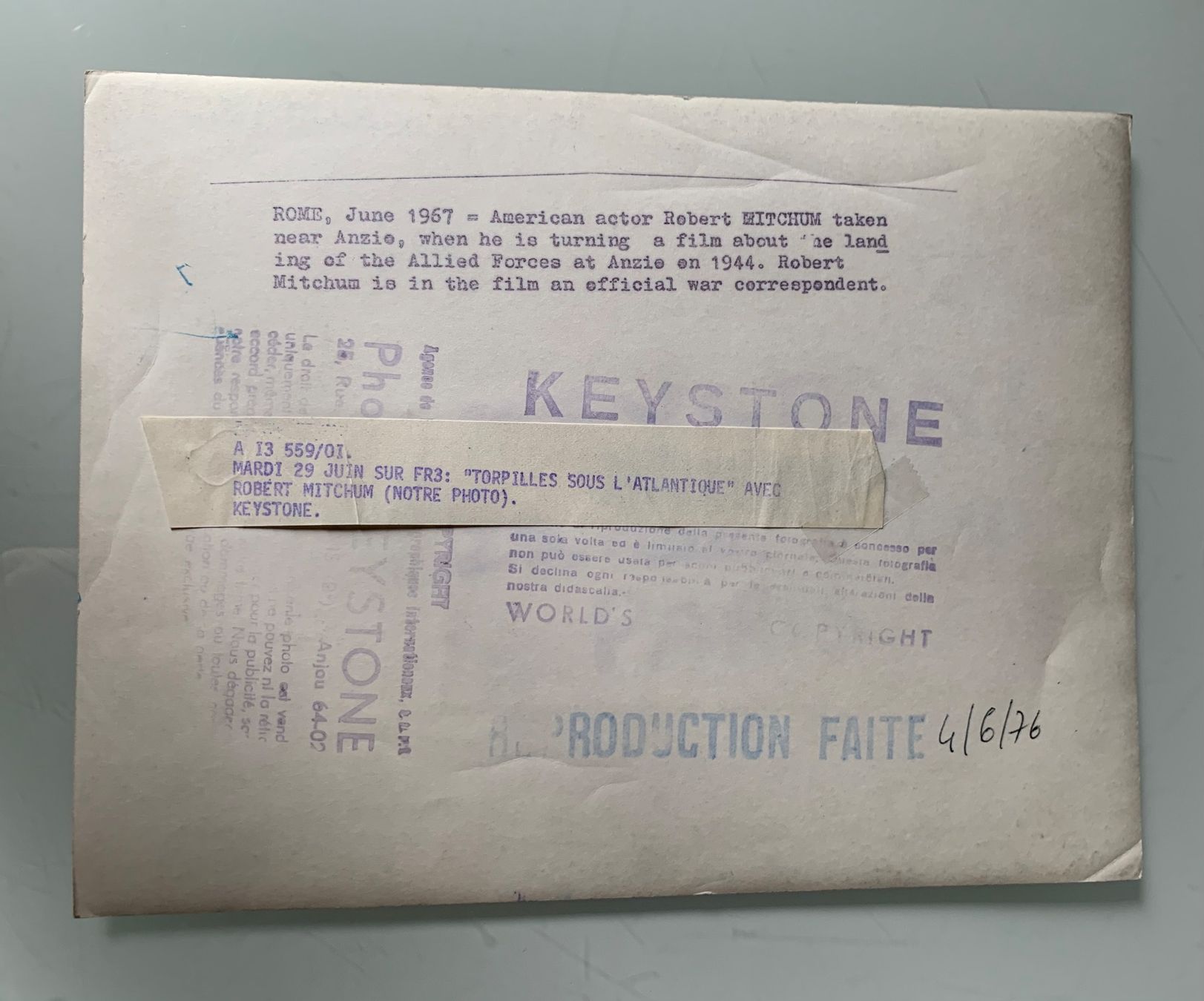 Foto & Immagini: Foto 1967 Robert Mitchum – Usato da Bern venduto da Artbrokerswitzerland 1