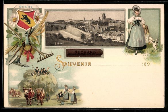 Ansichtskarten: Litho Berne, Suchard, Frau mit Ziege, M – Gebraucht aus Berlin von bartko-reher