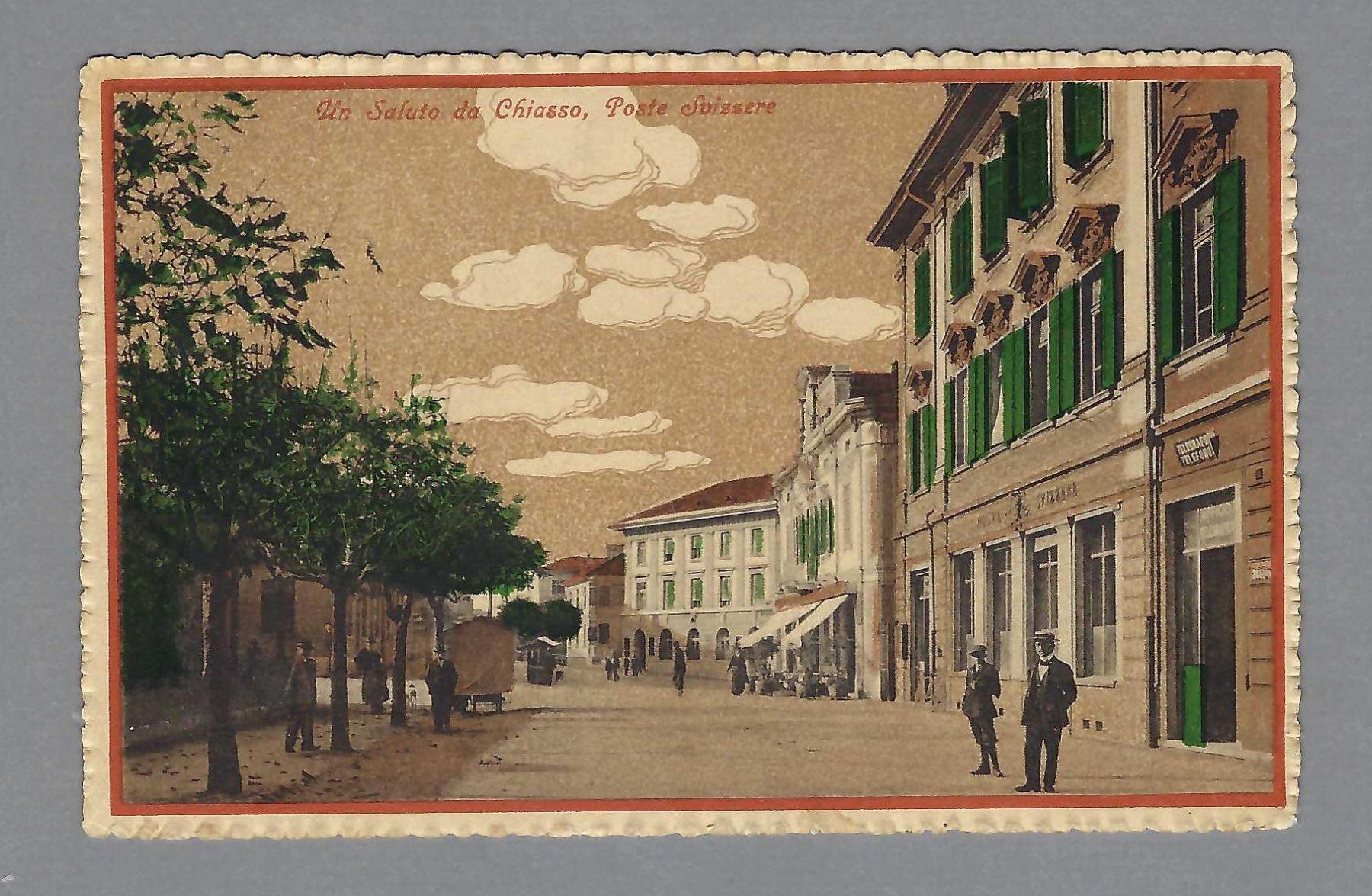 Cartoline postali: 1914, CHIASSO, POSTE SVIZZERE, ANIMATA – Usato da Pura venduto da ulisse1957