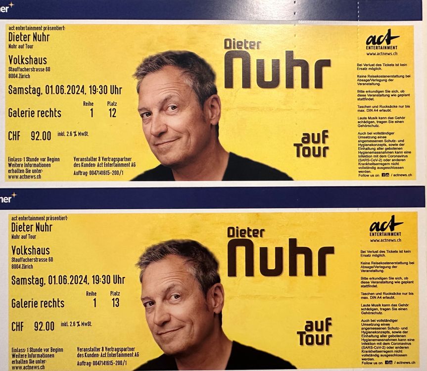 Tickets: DIETER NUHR | Kaufen auf Ricardo
