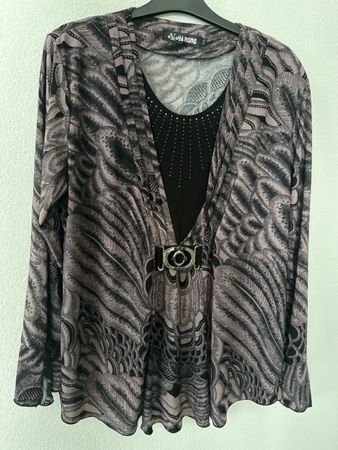 Damen Set Oberteil + Rock violett / schwarz, XXL