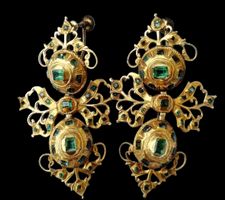 ✨Antik Ohrringe Klassizismus Smaragd Gold 18Jht Zertifikat✨