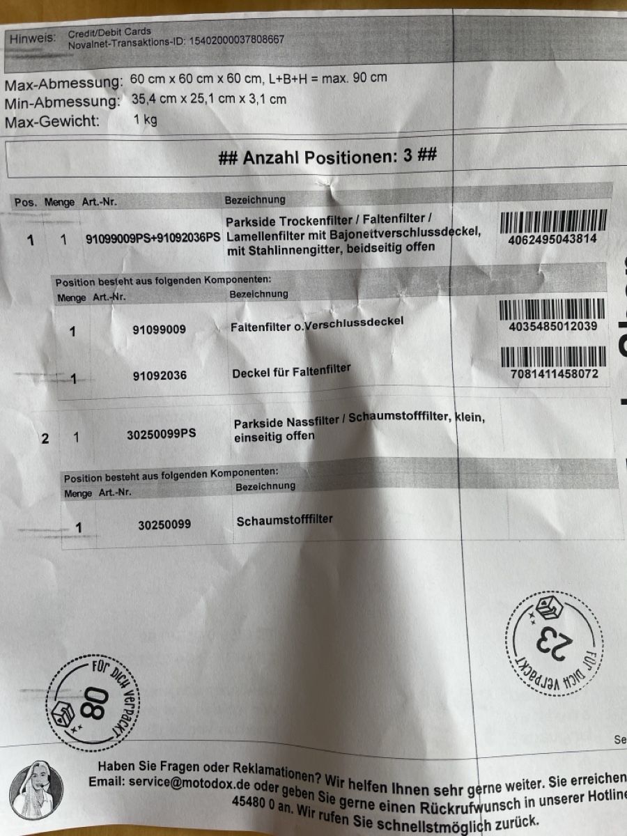 Parkside Altro per la casa: Parkside Trockenfilter / Faltenfilter / Lamellenfilter – Nuovo e nell'imballaggio originale da Zürich venduto da Arls 1