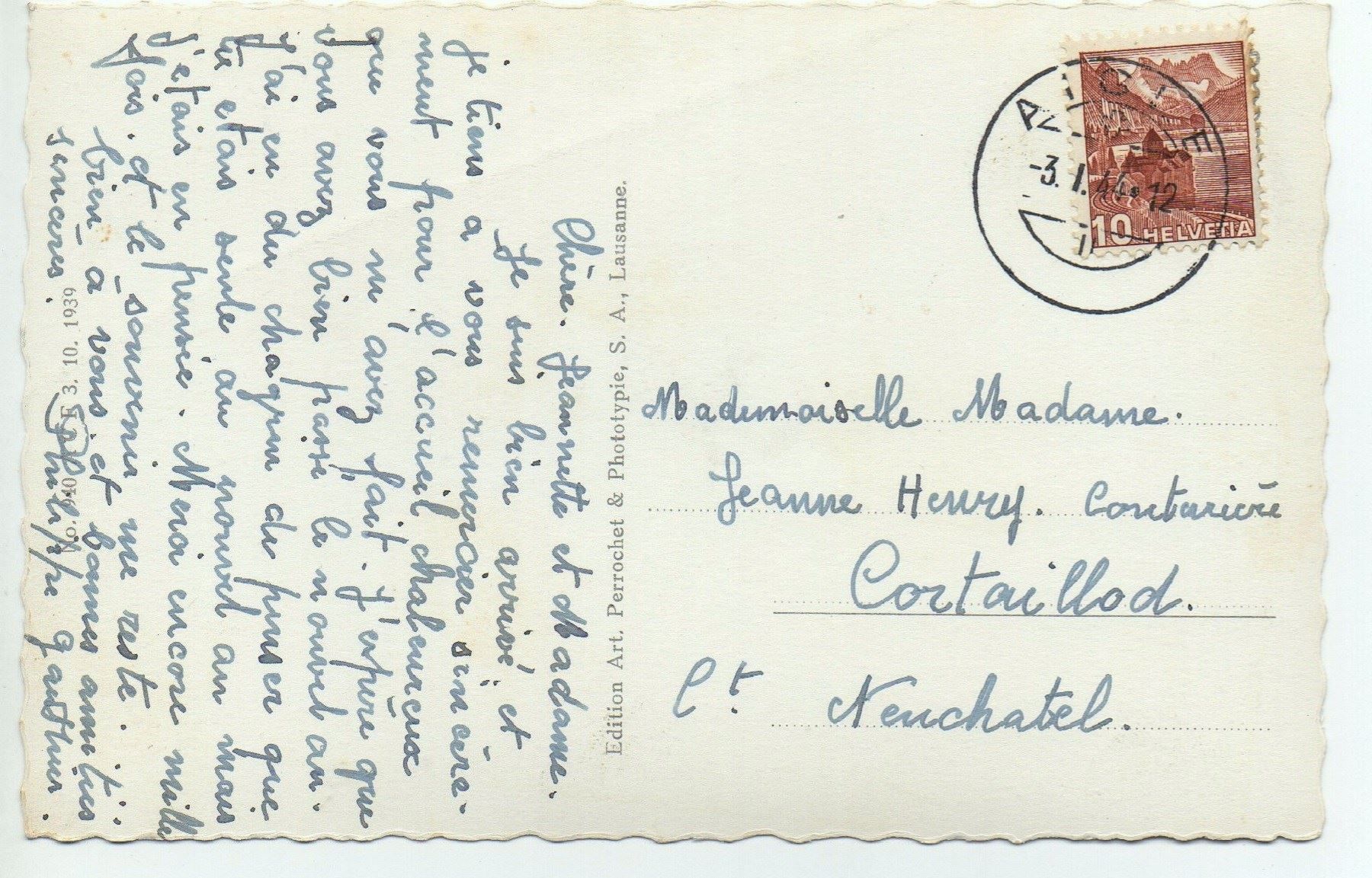 Cartoline postali: AIGLE vue générale – Usato da Jona venduto da philajona 1