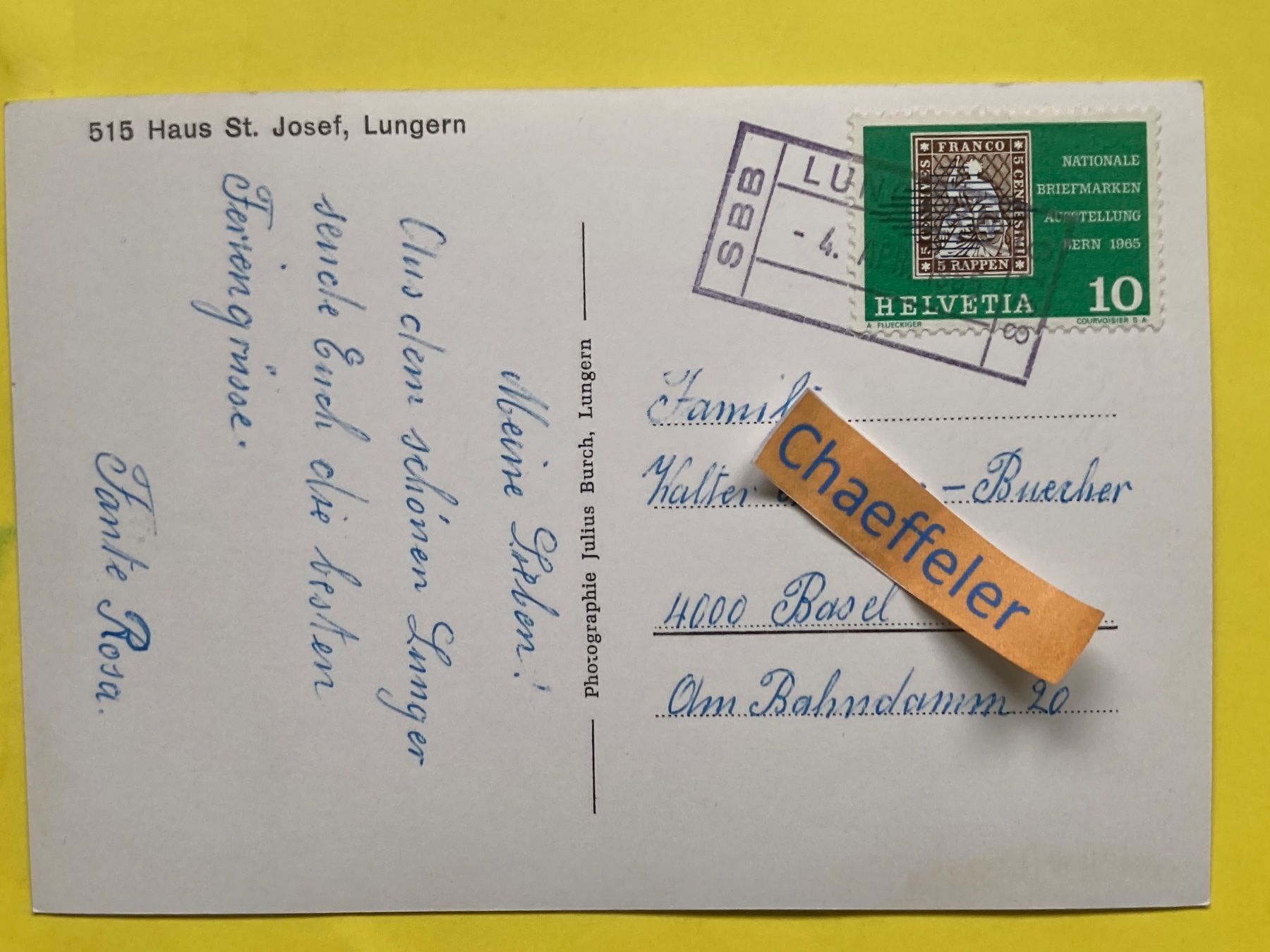 Cartes postales: 1965. 515. Haus St. Josef, Lungern – D'occasion à Zürich par Chaeffeler 1