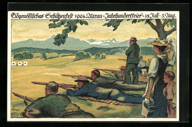 Cartoline postali: Litho Aarau, Eidgenössisches Schützenf – Usato da Berlin venduto da bartko-reher