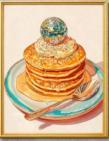 Poster affiche Impression Pancake Disco Vintage rétro déco