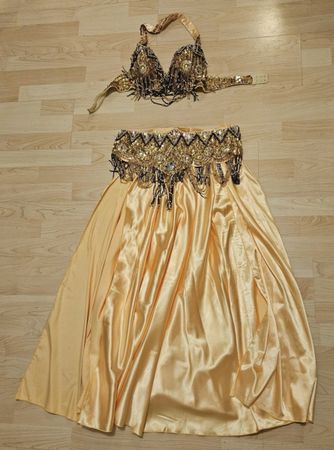 Bauchtanz Kostüm Gold, Top und Rock, wie neu, Grösse S