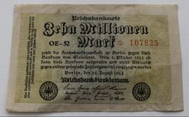 Reichsbanknote Zehn Millionen Mark 1923 OE-52 107825