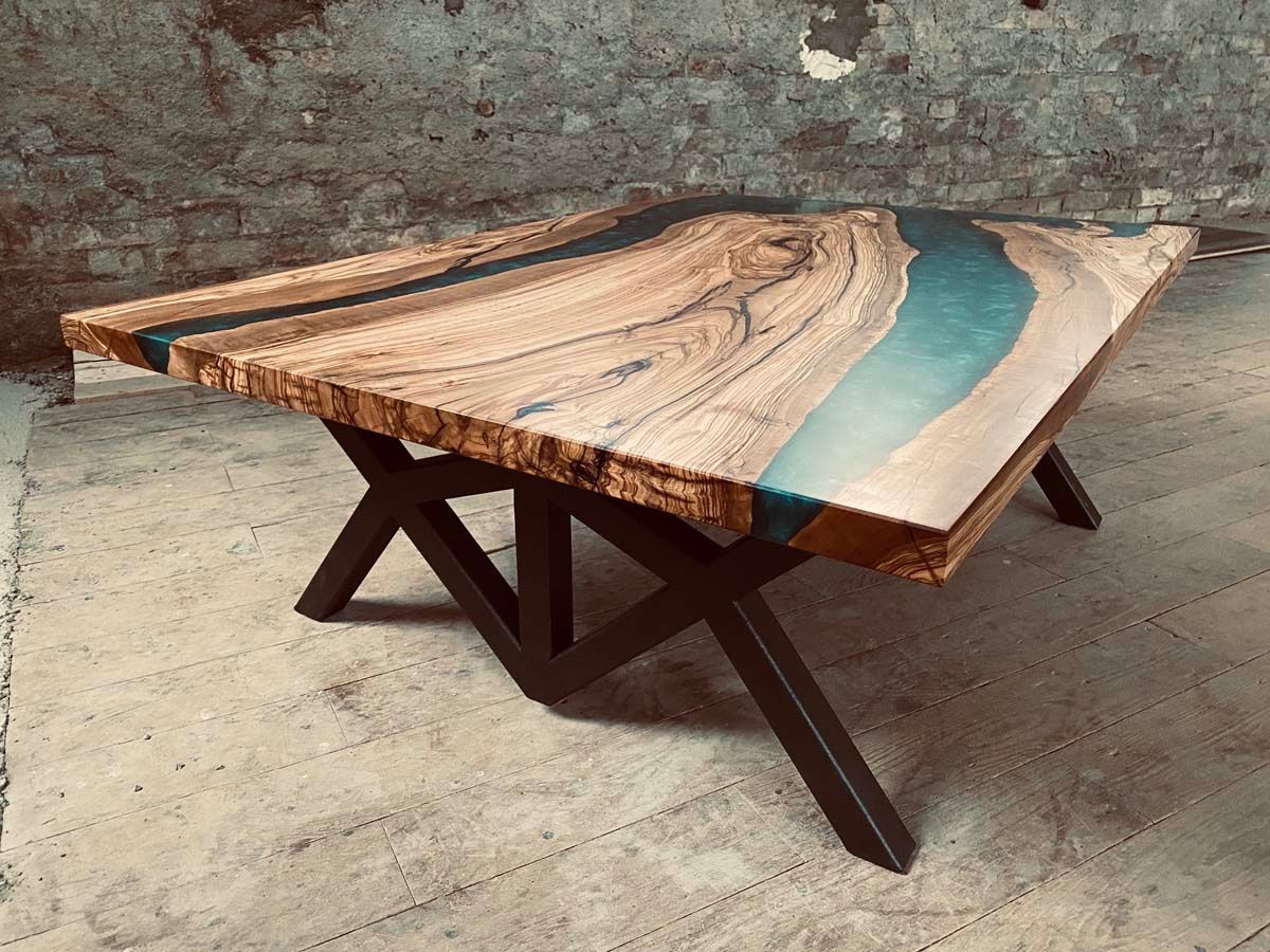 Tavoli: Olive wood and epoxy coffee table - beautiful & unique – Nuovo (secondo la descrizione) da Unterseen venduto da Drewski