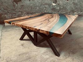 Olive wood and epoxy coffee table - beautiful & unique