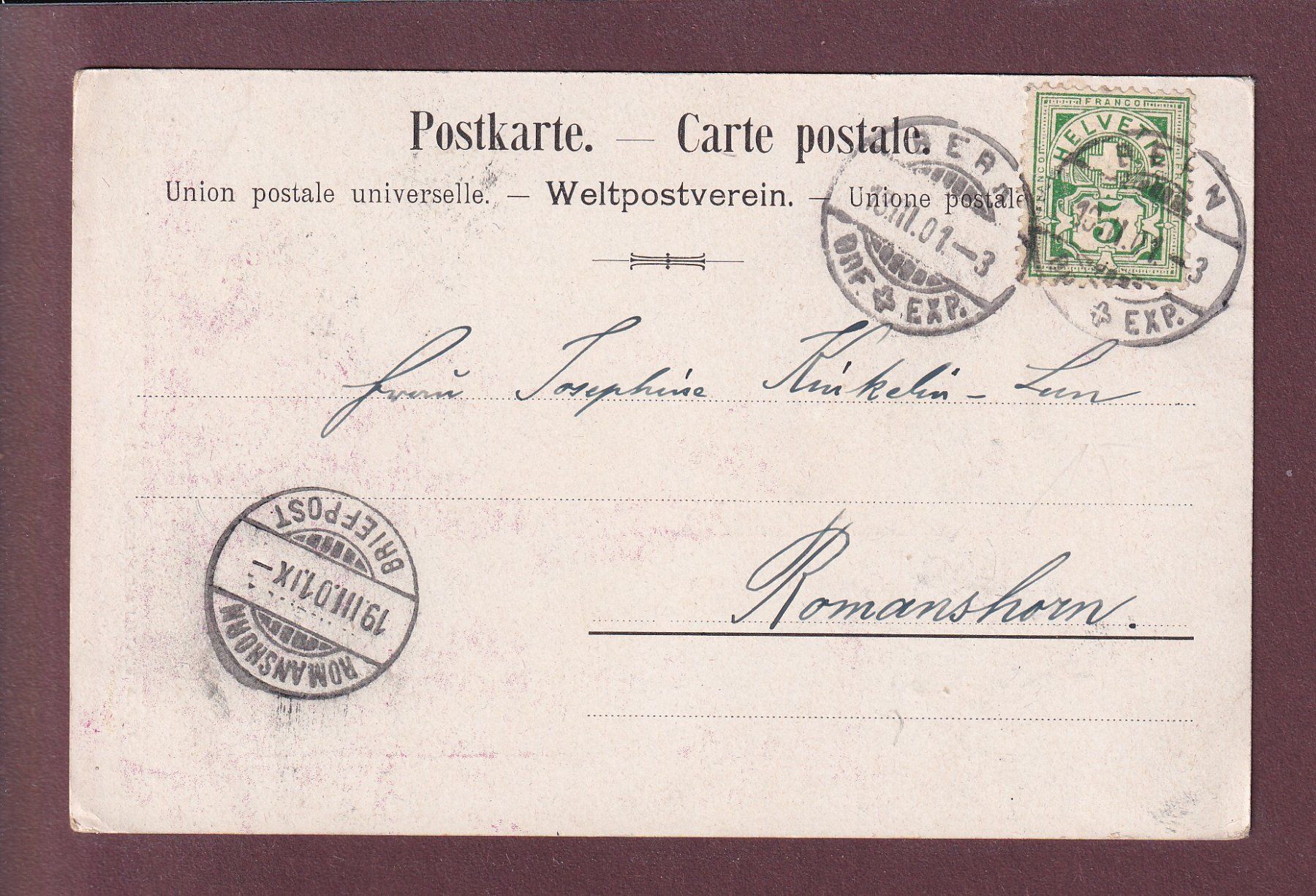 Ansichtskarten: BERN - 1901 – Gebraucht aus Pully von nicecards 1
