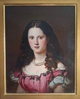 Ölbild Porträt junge Frau – wohl J. J. Geisser (1824–1894)