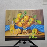 Gemälde Stillleben Orangen mit Glas und Fruchtschale neu