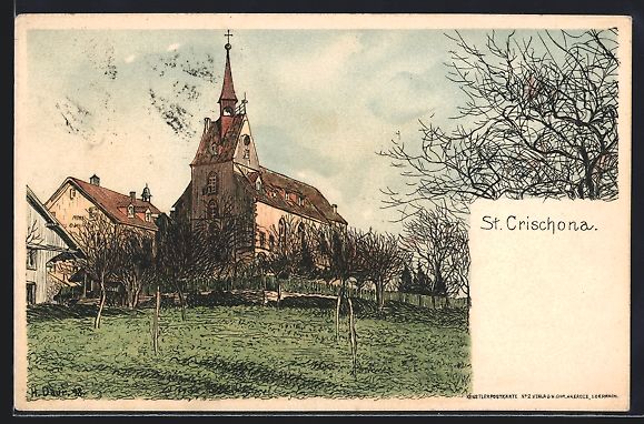 Ansichtskarten: Künstler Hermann Daur: St. Chrischona,  – Gebraucht aus Berlin von bartko-reher