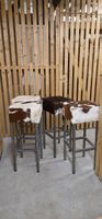 Barhocker Kuhfell Metallgestell 4 Stück neu