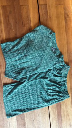 Geripptes Loungewear-Set kurz, Gr. M, grün
