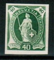 4106D) Stehende Helvetia 40Rp. Farbbrobe ungezähnt