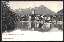 AK Unterseen, Panorama mit dem Niesen
