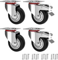 4er Set Transportrollen 75 mm - Schwerlastrollen mit Bremse