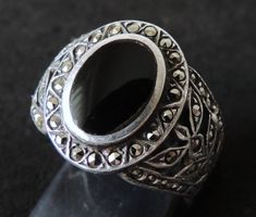 Silber 925 Fingerring mit Gagat und Markasit