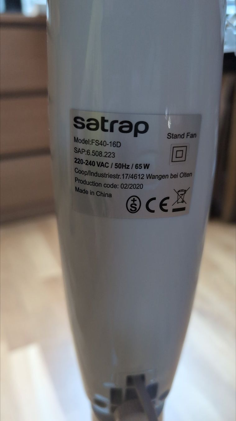 Ventilatoren: Standventilator Satrap FS40-16D weiss gebraucht – Gebraucht aus Wichtrach von Martin2009 2