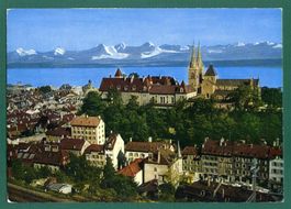 Neuchâtel et le lac, vue partielle, 1977, gelaufen,