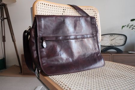 Umhängetasche I Medici Firenze Leder dunkelbraun gebraucht
