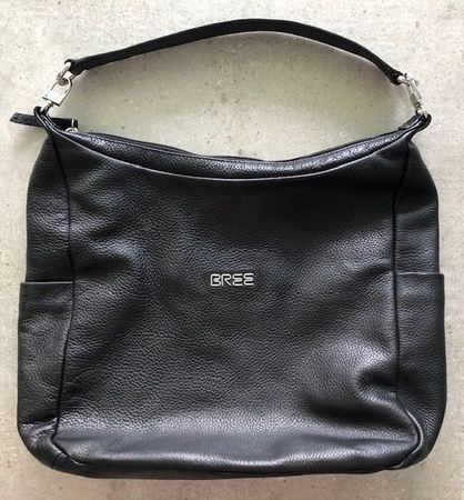 neuwertige Leder Handtasche BREE Schwarz/Dunkelblau