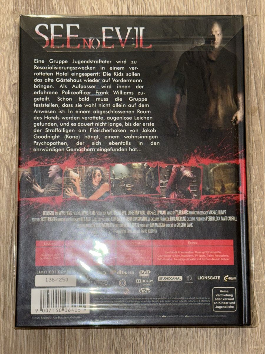 Tutti i DVDs: See No Evil - Mediabook - wie neu – Nuovo (secondo la descrizione) da Stein am Rhein venduto da ricks0r 1