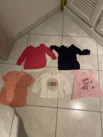 5 Shirts Langarm Kurzarm Gr. 74Mädchen süss