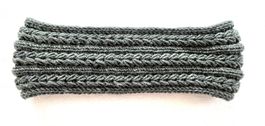 Stirnband handgestrickt aus Merinowolle, neu, grau