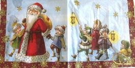 Serviette santa with kids (w518) 2Stk.