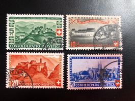 4 timbres oblitérés Pro Patria 1944