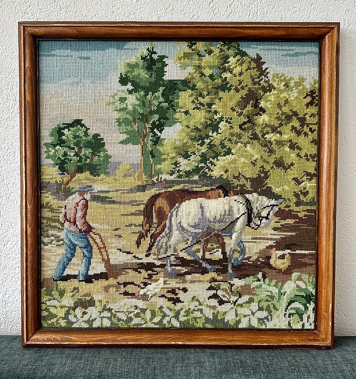 Dipinti: Gobelin Bild, Tableau en tapisserie brodée – Usato da Couvet venduto da nay_prh5