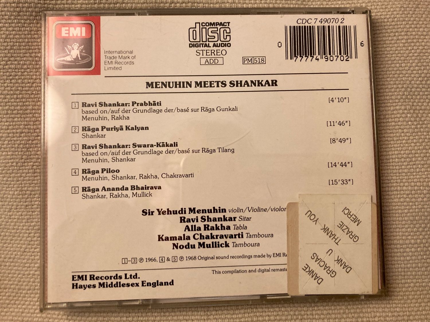 CD: CD, Yehudi Menuhin meets Ravi Shankar – Usato da Baden venduto da Yoyo1 1