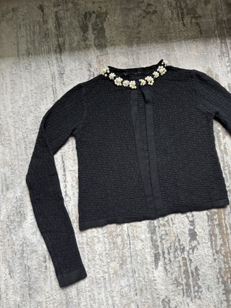 Black cardigan with pearl collar – Size S – New