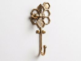 Patère Abeille & Nid d'Abeille en Bronze 17,5 cm
