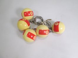 5 Stück / Billardkugel Nr 11 Schlüsselanhänger / NEU