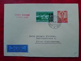 1937, F20b sauber auf Brief von BASEL, Kat: 120.-+