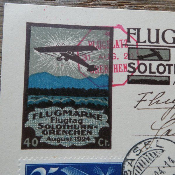 Alle Briefmarken: 1924 CH - FLUGTAG - KARTE Solothurn / Grenchen – Gebraucht aus Egliswil von Trens01 4