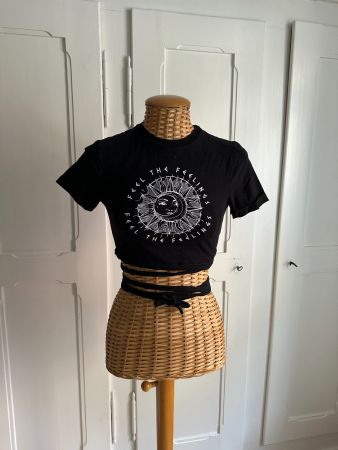 Cropped T-Shirt schwarz zum Binden S